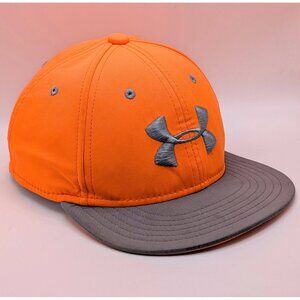 Under Armour UA YOUTH Kids Baseball Cap Hat Orange Gray S/M Fitted Hunting